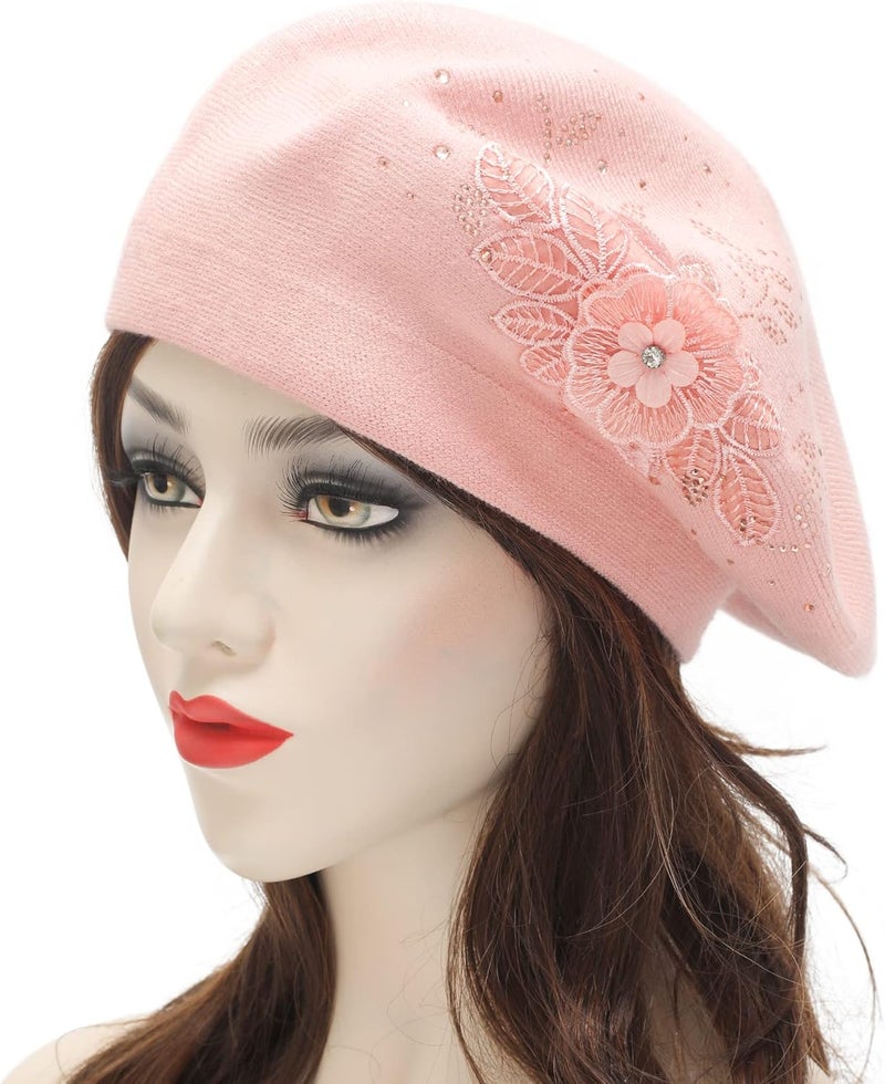 ZLYC Womens French Beret hat, Reversible Solid Color Mosaic Warm Beret Cap for Girls - Image 2